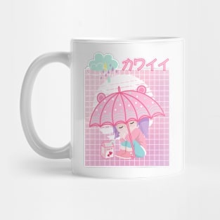 90s Japanese Kawaii Sad Girl Pink Japanese Strawberry Milk Mug